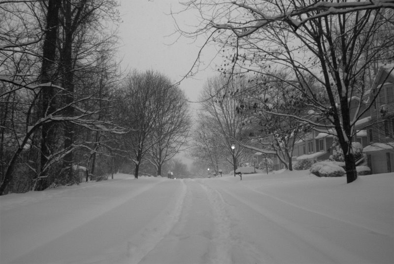 snow on street