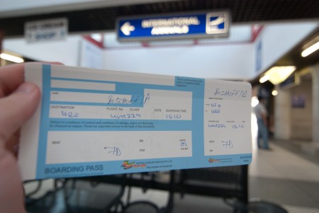 handwritten boarding pass